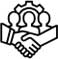 Icono de apretón de manos y trabajo en equipo